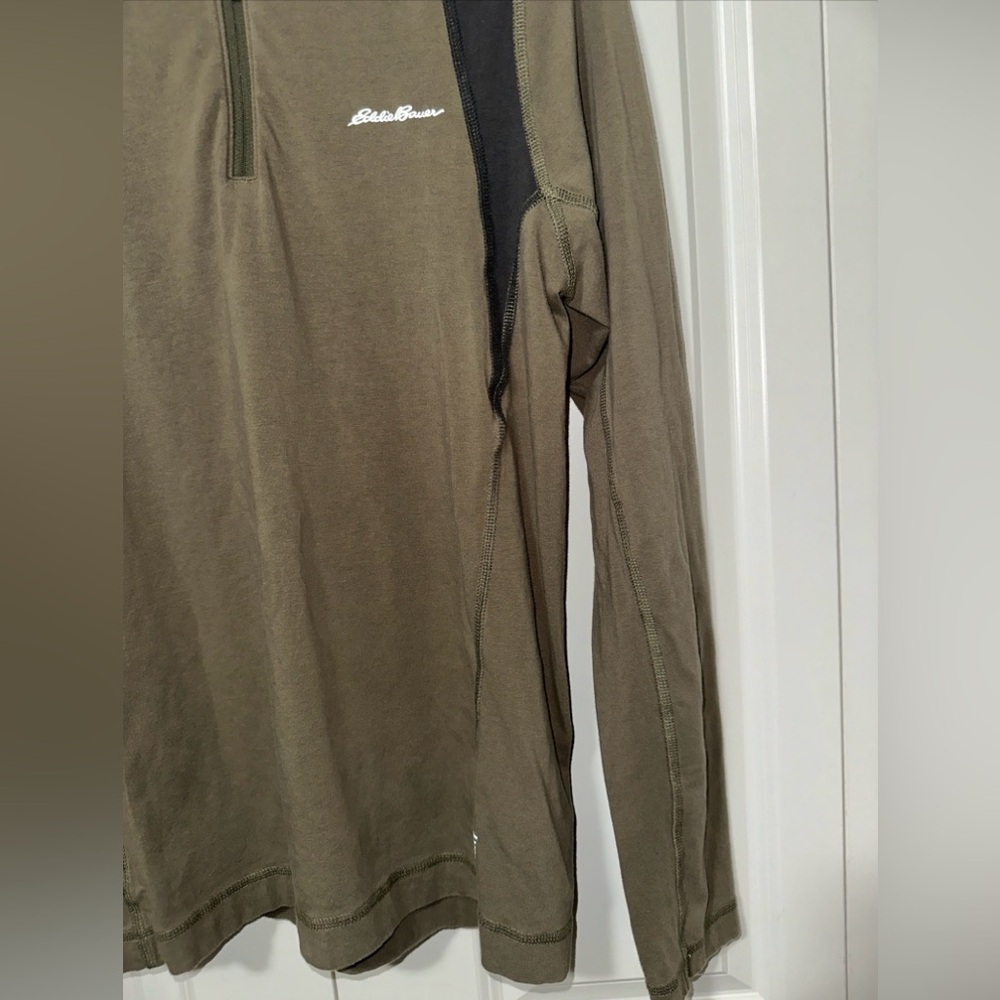 Eddie Bauer Active FreeDry Lightweight Quarterzip Longsleeve M Green - Picture 4 of 5